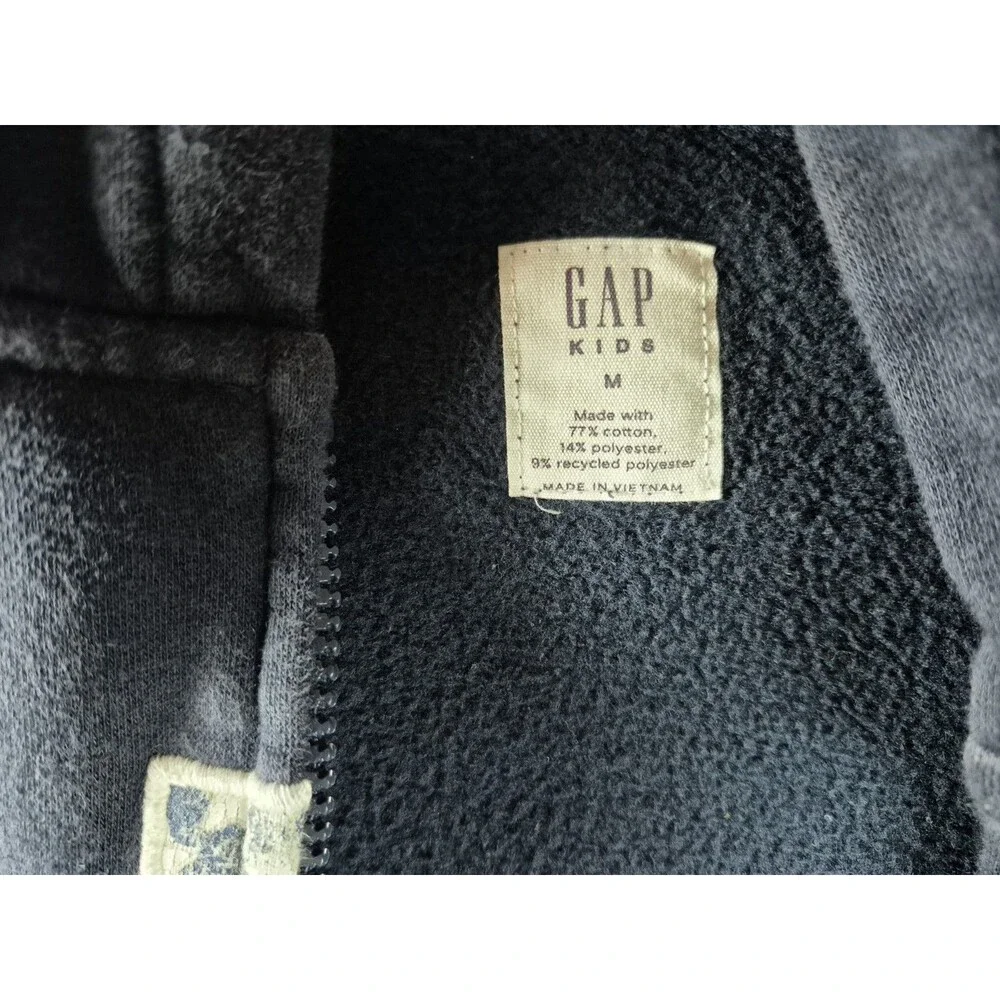 GAP NAVY BLUE MEDIUM HOODIE WITH GAP EMBEDDED USA FLAG DETAIL IN EMBLEM SZ 8-9